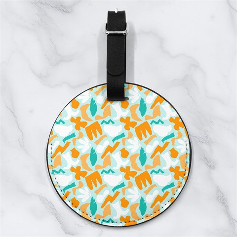 Design Pattern Seamless Tropical Nappa Leather Luggage Tag Round from ArtsNow.com Front