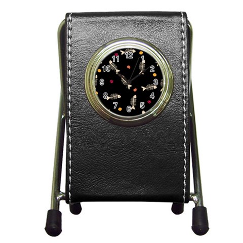 Pattern Design Seamless Fishbone Pen Holder Desk Clock from ArtsNow.com Front