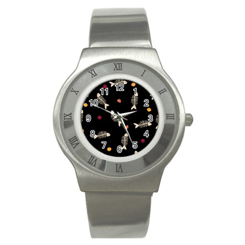 Pattern Design Seamless Fishbone Stainless Steel Watch from ArtsNow.com Front