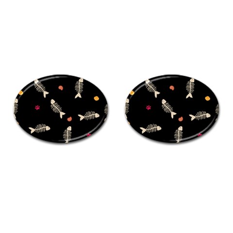 Pattern Design Seamless Fishbone Cufflinks (Oval) from ArtsNow.com Front(Pair)