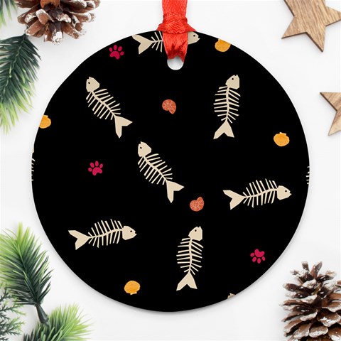 Pattern Design Seamless Fishbone Round Ornament (Two Sides) from ArtsNow.com Front