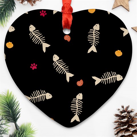 Pattern Design Seamless Fishbone Heart Ornament (Two Sides) from ArtsNow.com Front