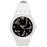 Pattern Design Seamless Fishbone Round Plastic Sport Watch (M)