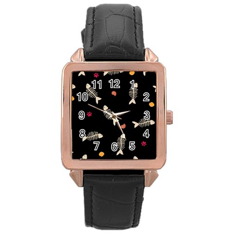 Pattern Design Seamless Fishbone Rose Gold Leather Watch  from ArtsNow.com Front