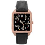 Pattern Design Seamless Fishbone Rose Gold Leather Watch 