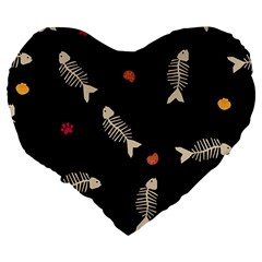 Pattern Design Seamless Fishbone Large 19  Premium Flano Heart Shape Cushions from ArtsNow.com Back
