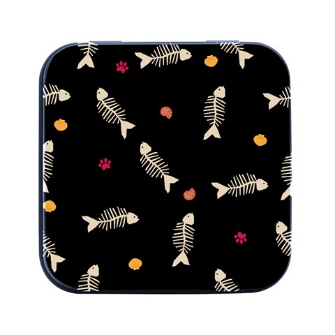 Pattern Design Seamless Fishbone Square Metal Box (Black) from ArtsNow.com Front