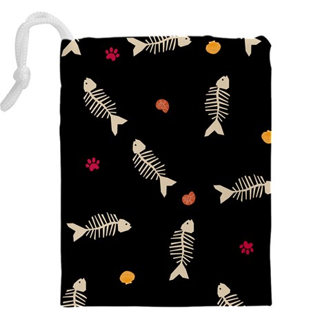 Pattern Design Seamless Fishbone Drawstring Pouch (4XL) from ArtsNow.com Back