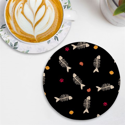 Pattern Design Seamless Fishbone UV Print Round Tile Coaster from ArtsNow.com Front