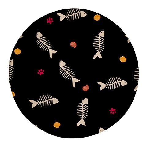 Pattern Design Seamless Fishbone Round Glass Fridge Magnet (4 pack) from ArtsNow.com Front