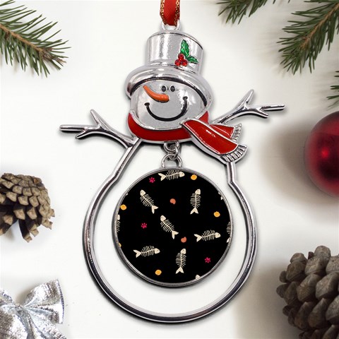 Pattern Design Seamless Fishbone Metal Snowman Ornament from ArtsNow.com Front