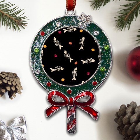 Pattern Design Seamless Fishbone Metal X Mas Lollipop with Crystal Ornament from ArtsNow.com Front