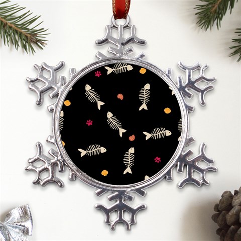 Pattern Design Seamless Fishbone Metal Large Snowflake Ornament from ArtsNow.com Front