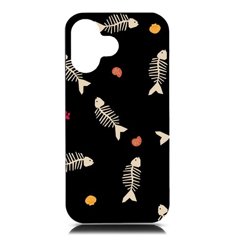 Pattern Design Seamless Fishbone iPhone 16 Black UV Print PC Hardshell Case from ArtsNow.com Front