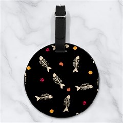 Pattern Design Seamless Fishbone Nappa Leather Luggage Tag Round from ArtsNow.com Front