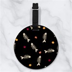 Pattern Design Seamless Fishbone Nappa Leather Luggage Tag Round