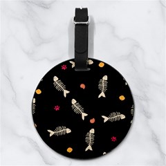 Pattern Design Seamless Fishbone Nappa Leather Luggage Tag Round from ArtsNow.com Back