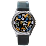Pattern Design Seamless Texture Round Metal Watch