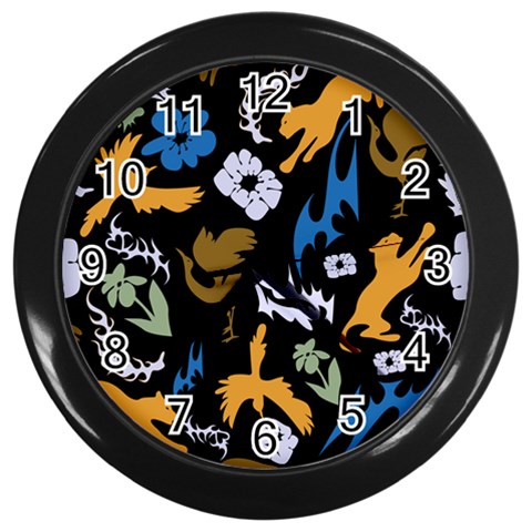 Pattern Design Seamless Texture Wall Clock (Black) from ArtsNow.com Front