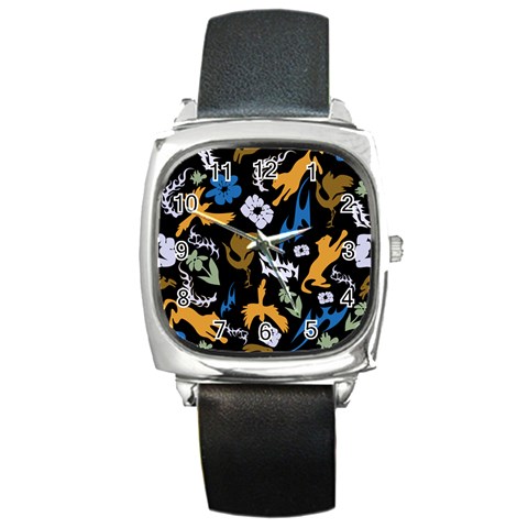 Pattern Design Seamless Texture Square Metal Watch from ArtsNow.com Front