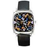 Pattern Design Seamless Texture Square Metal Watch