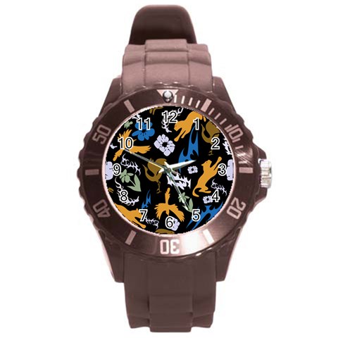 Pattern Design Seamless Texture Round Plastic Sport Watch (L) from ArtsNow.com Front