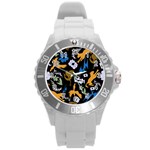 Pattern Design Seamless Texture Round Plastic Sport Watch (L)