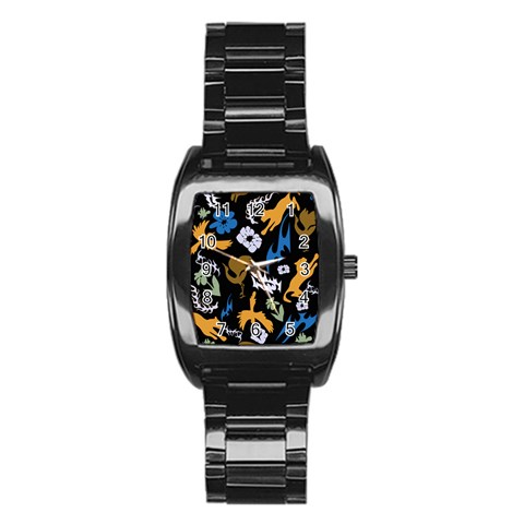 Pattern Design Seamless Texture Stainless Steel Barrel Watch from ArtsNow.com Front