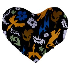 Pattern Design Seamless Texture Large 19  Premium Flano Heart Shape Cushions from ArtsNow.com Front