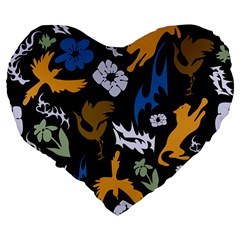 Pattern Design Seamless Texture Large 19  Premium Flano Heart Shape Cushions from ArtsNow.com Back