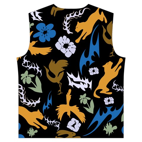Pattern Design Seamless Texture Men s High Neck Button Up Puffer Vest from ArtsNow.com Back