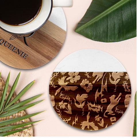 Pattern Design Seamless Texture Marble Wood Coaster (Round) from ArtsNow.com Front