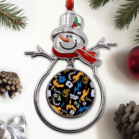Pattern Design Seamless Texture Metal Snowman Ornament from ArtsNow.com Front