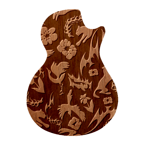 Pattern Design Seamless Texture Guitar Shape Wood Guitar Pick Holder Case And Picks Set from ArtsNow.com Front