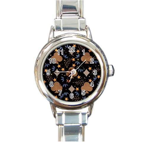 Seamless Pattern Repeat Repetition Round Italian Charm Watch from ArtsNow.com Front