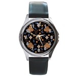 Seamless Pattern Repeat Repetition Round Metal Watch