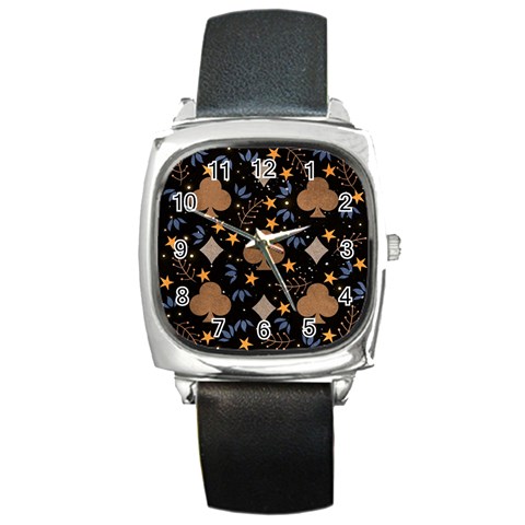Seamless Pattern Repeat Repetition Square Metal Watch from ArtsNow.com Front
