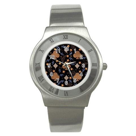 Seamless Pattern Repeat Repetition Stainless Steel Watch from ArtsNow.com Front