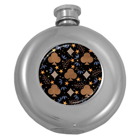 Seamless Pattern Repeat Repetition Round Hip Flask (5 oz) from ArtsNow.com Front