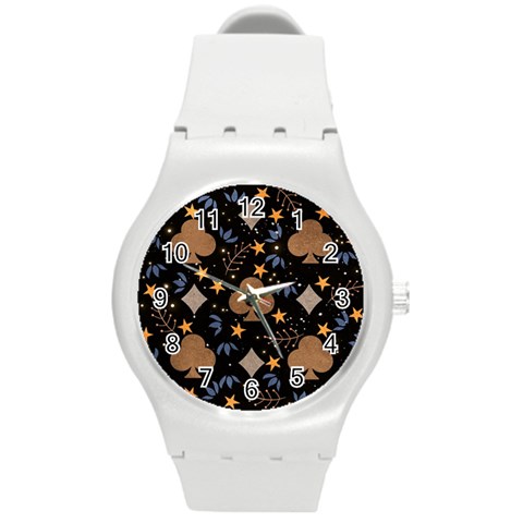 Seamless Pattern Repeat Repetition Round Plastic Sport Watch (M) from ArtsNow.com Front