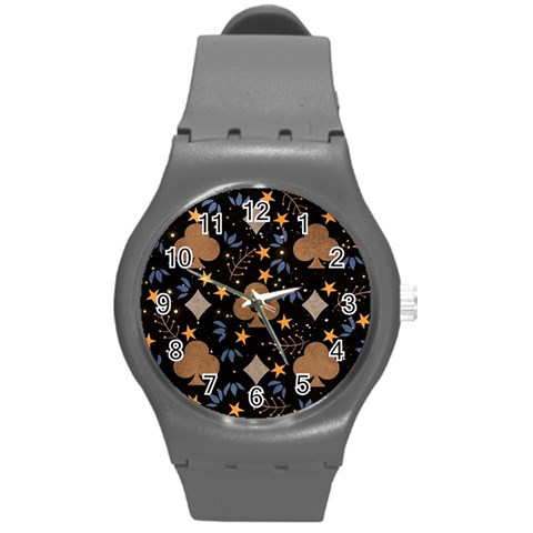 Seamless Pattern Repeat Repetition Round Plastic Sport Watch (M) from ArtsNow.com Front