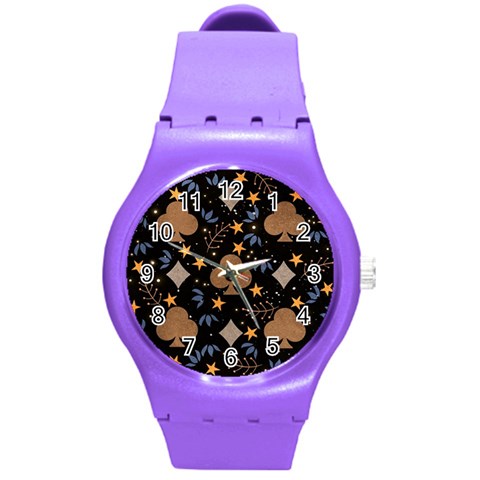 Seamless Pattern Repeat Repetition Round Plastic Sport Watch (M) from ArtsNow.com Front