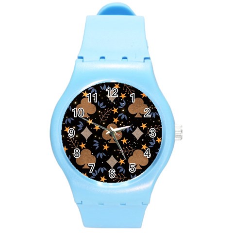 Seamless Pattern Repeat Repetition Round Plastic Sport Watch (M) from ArtsNow.com Front