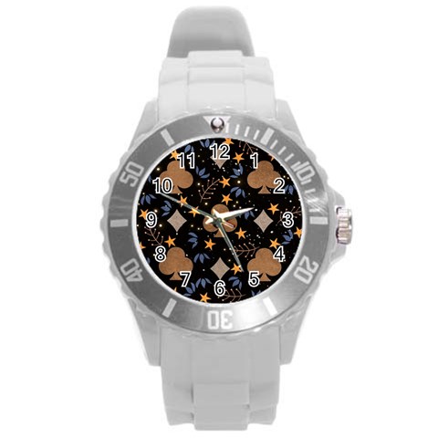 Seamless Pattern Repeat Repetition Round Plastic Sport Watch (L) from ArtsNow.com Front