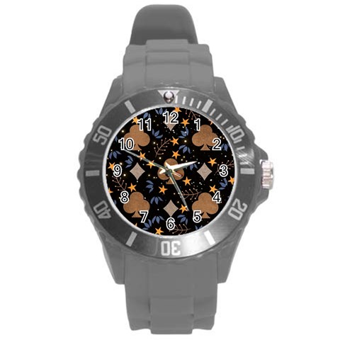 Seamless Pattern Repeat Repetition Round Plastic Sport Watch (L) from ArtsNow.com Front
