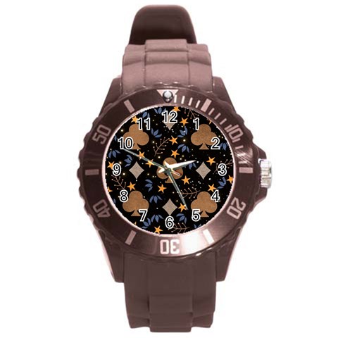 Seamless Pattern Repeat Repetition Round Plastic Sport Watch (L) from ArtsNow.com Front