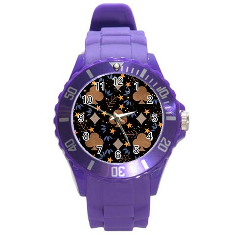 Seamless Pattern Repeat Repetition Round Plastic Sport Watch (L) from ArtsNow.com Front
