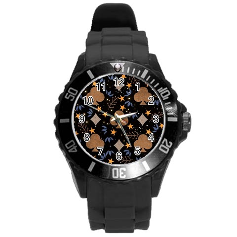 Seamless Pattern Repeat Repetition Round Plastic Sport Watch (L) from ArtsNow.com Front