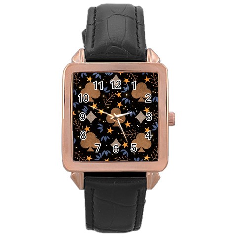 Seamless Pattern Repeat Repetition Rose Gold Leather Watch  from ArtsNow.com Front