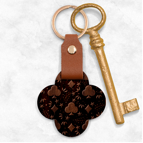Seamless Pattern Repeat Repetition Engraved Wood Key Chain from ArtsNow.com Front